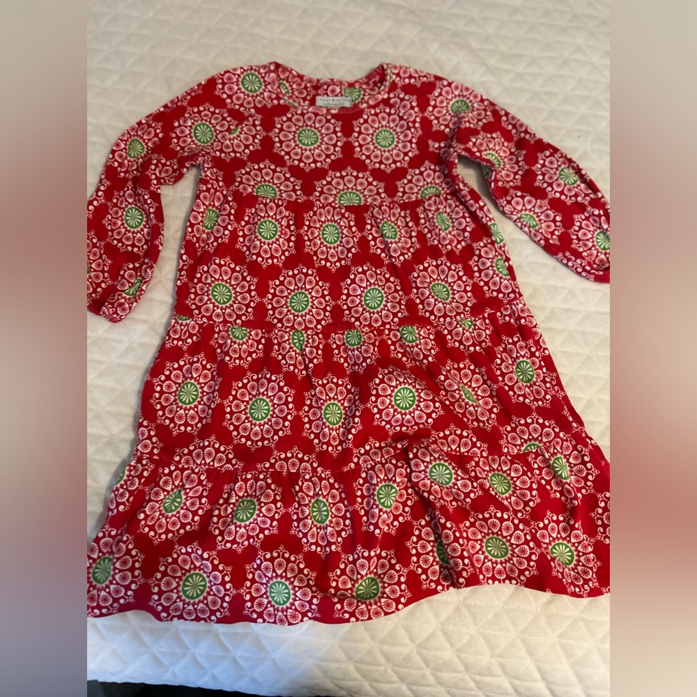 🎀 Garnet Hill Girls Red and White Floral Dress
